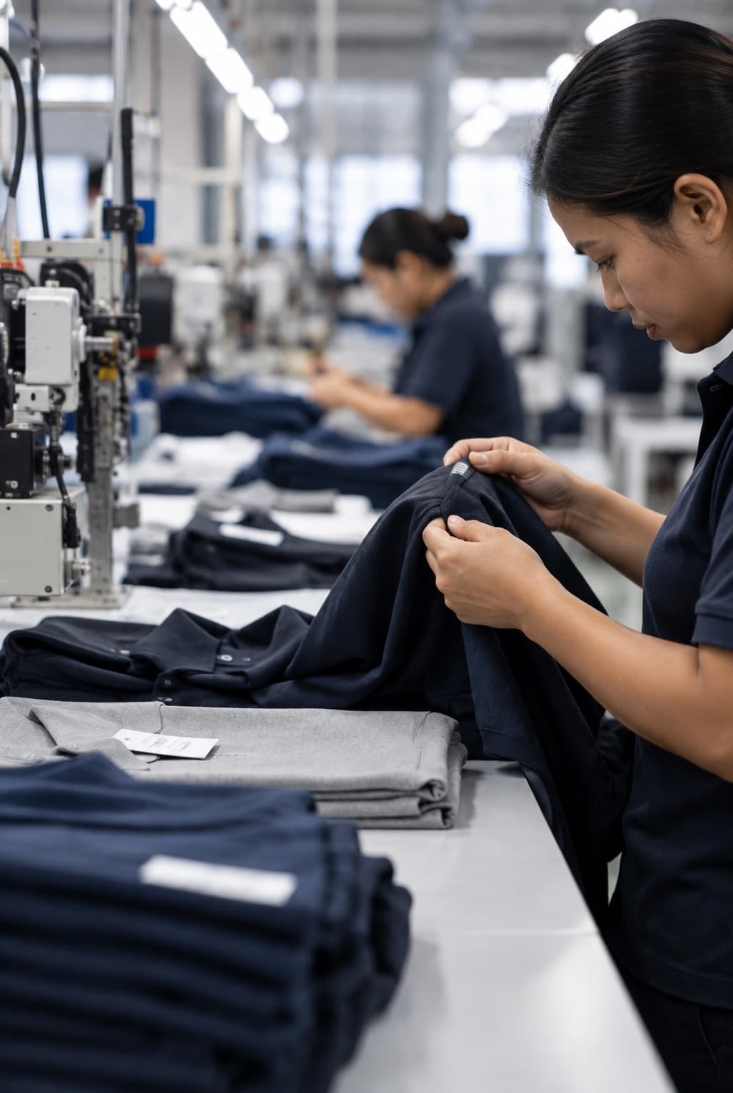 Work and corporate clothing on sewing machines